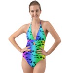 Rainbow Skull Collection Halter Cut-Out One Piece Swimsuit