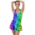 Rainbow Skull Collection Ruffle Top Dress Swimsuit