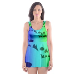 Rainbow Skull Collection Skater Dress Swimsuit from ArtsNow.com