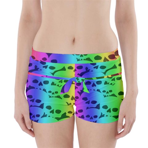 Rainbow Skull Collection Boyleg Bikini Wrap Bottoms from ArtsNow.com