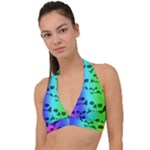 Rainbow Skull Collection Halter Plunge Bikini Top