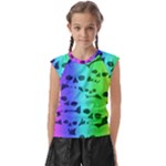 Rainbow Skull Collection Kids  Raglan Cap Sleeve Tee