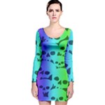 Rainbow Skull Collection Long Sleeve Velvet Bodycon Dress