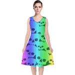 Rainbow Skull Collection V-Neck Midi Sleeveless Dress 