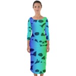 Rainbow Skull Collection Quarter Sleeve Midi Bodycon Dress