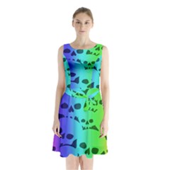 Sleeveless Waist Tie Chiffon Dress 