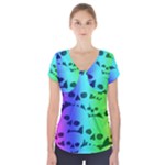 Rainbow Skull Collection Short Sleeve Front Detail Top