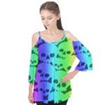 Rainbow Skull Collection Flutter Sleeve Tee 