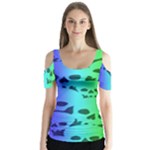 Rainbow Skull Collection Butterfly Sleeve Cutout Tee 