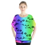 Rainbow Skull Collection Batwing Chiffon Blouse