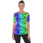 Rainbow Skull Collection Shoulder Cut Out Short Sleeve Top