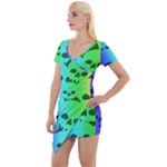 Rainbow Skull Collection Short Sleeve Asymmetric Mini Dress