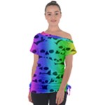 Rainbow Skull Collection Off Shoulder Tie-Up Tee