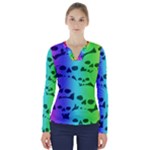 Rainbow Skull Collection V-Neck Long Sleeve Top