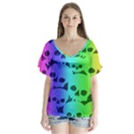 Rainbow Skull Collection V-Neck Flutter Sleeve Top
