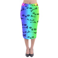 Velvet Midi Pencil Skirt 