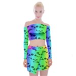 Rainbow Skull Collection Off Shoulder Top with Mini Skirt Set