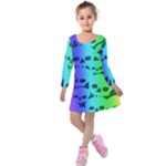 Rainbow Skull Collection Kids  Long Sleeve Velvet Dress
