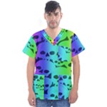 Rainbow Skull Collection Men s V-Neck Scrub Top