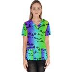 Rainbow Skull Collection Women s V-Neck Scrub Top