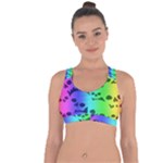 Rainbow Skull Collection Cross String Back Sports Bra