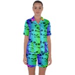 Rainbow Skull Collection Satin Short Sleeve Pajamas Set