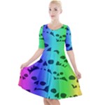 Rainbow Skull Collection Quarter Sleeve A-Line Dress