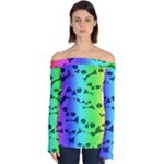 Rainbow Skull Collection Off Shoulder Long Sleeve Top