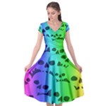 Rainbow Skull Collection Cap Sleeve Wrap Front Dress