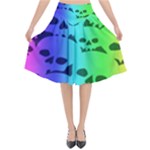 Rainbow Skull Collection Flared Midi Skirt