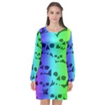 Rainbow Skull Collection Long Sleeve Chiffon Shift Dress 