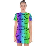 Rainbow Skull Collection Drop Hem Mini Chiffon Dress