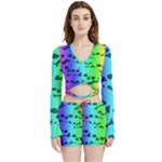 Rainbow Skull Collection Velvet Wrap Crop Top and Shorts Set