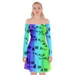 Rainbow Skull Collection Off Shoulder Skater Dress