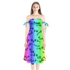 Shoulder Tie Bardot Midi Dress 