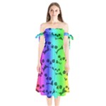 Rainbow Skull Collection Shoulder Tie Bardot Midi Dress