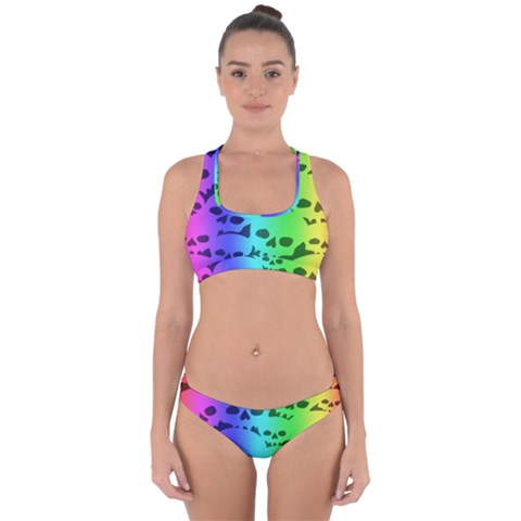 Rainbow Skull Collection Cross Back Hipster Bikini Set from ArtsNow.com