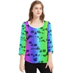 Rainbow Skull Collection Chiffon Quarter Sleeve Blouse