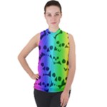 Rainbow Skull Collection Mock Neck Chiffon Sleeveless Top