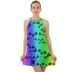 Halter Tie Back Chiffon Dress 