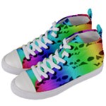 Rainbow Skull Collection Women s Mid-Top Canvas Sneakers