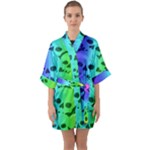 Rainbow Skull Collection Half Sleeve Satin Kimono 