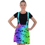 Rainbow Skull Collection Velvet Suspender Skater Skirt