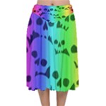 Rainbow Skull Collection Velvet Flared Midi Skirt