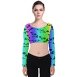 Rainbow Skull Collection Velvet Long Sleeve Crop Top