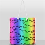 Rainbow Skull Collection Full Print Rope Handle Tote (Large)