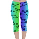 Rainbow Skull Collection Velvet Capri Leggings 