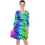 Rainbow Skull Collection Quarter Sleeve Ruffle Waist Dress