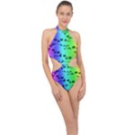 Rainbow Skull Collection Halter Side Cut Swimsuit