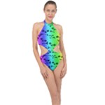 Rainbow Skull Collection Halter Side Cut Swimsuit